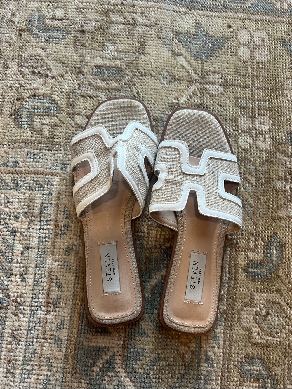 Steven New York Women's Beige Slide Sandals